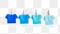 Origami shirts png sticker, blue design, transparent background