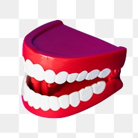 Png chattering teeth toy sticker, transparent background