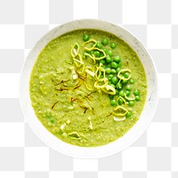 Png leek peas creamy soup sticker, transparent background