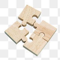 Wooden jigsaw  png sticker isolated image, transparent background