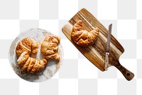 Fresh baked croissants png sticker, transparent background