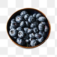 Blueberry bowl png fruit sticker, transparent background