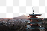 PNG Mt. Fuji & pagoda border, transparent background