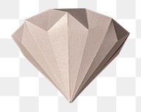 PNG 3D silver diamond paper craft sticker, transparent background