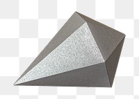 3D geometric png silver asymmetric hexagonal bipyramid paper craft sticker, transparent background