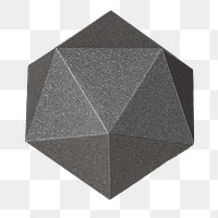 3D geometric png gray pentagon shaped paper craft sticker, transparent background