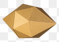 PNG 3D golden octahedral polyhedron shaped paper craft sticker, transparent background