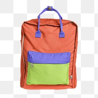 Colorful backpack  png sticker, fashion transparent background