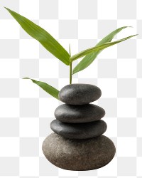 Zen stones png sticker, leaf, transparent background