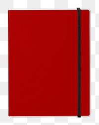 Red notebook mockup png sticker, transparent background