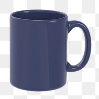 Coffee mug mockup png navy blue sticker, transparent background