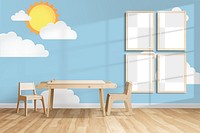 PNG transparent gallery wall mockup, kids play room interior design