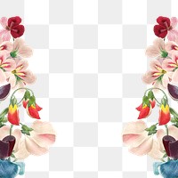 Floral border png sweet pea sticker, painting by Pierre Joseph Redouté on transparent background. Remixed by rawpixel.