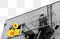 Sunflower building  png sticker, transparent background. Remixed by rawpixel.