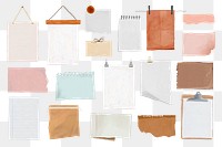 Ripped paper png mood board sticker, aesthetic stationery set on transparent background