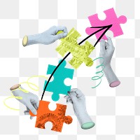 Jigsaw connection png sticker, mixed media transparent background