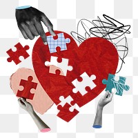 Love puzzle png sticker, mixed media transparent background