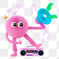 Music monster png sticker, mixed media transparent background
