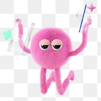 Plastic monster png sticker, mixed media transparent background