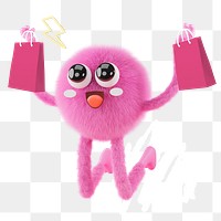 Shopping monster png sticker, mixed media transparent background