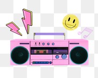 Y2K radio png sticker, mixed media transparent background