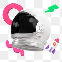 Astronaut helmet png sticker, mixed media transparent background