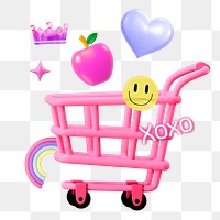 Shopping cart png sticker, mixed media transparent background