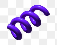 3D coil spring png sticker, purple shape, transparent background