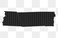 Black-dotted washi tape png sticker, transparent background