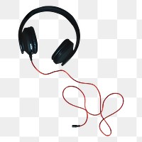 Wired headphones png music sticker, transparent background