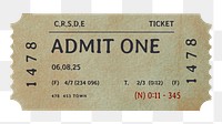 Vintage ticket paper png sticker, transparent background