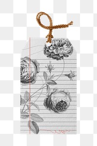 Floral clothing tag png sticker, transparent background