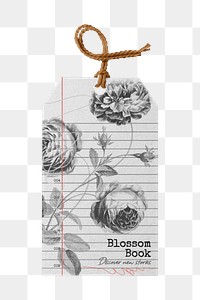 Floral clothing tag png sticker, transparent background