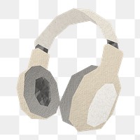 PNG Headphones, paper craft element, transparent background