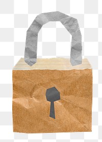 PNG Padlock, paper craft element, transparent background