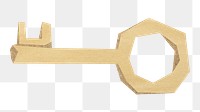 PNG Gold key, paper craft element, transparent background