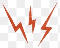 PNG Lightning bolts, paper craft element, transparent background