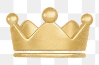 PNG Gold crown, 3D element, transparent background