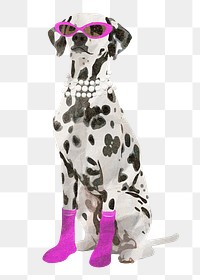 PNG Fashionable Dalmatian dog, pet animal element, transparent background