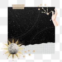 Celestial moon png note paper sticker, transparent background