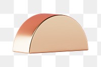 Rose gold semi-circle png sticker, 3D shape, transparent background