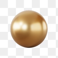 Gold ball shape png sticker, 3D rendering graphic, transparent background