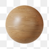 Wooden ball shape png sticker, 3D rendering graphic, transparent background