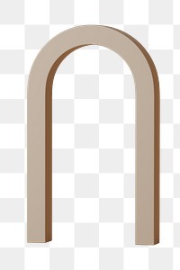 Brown arch shape png sticker, 3D element, transparent background