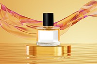 Perfume bottle label png mockup, transparent design