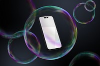 Mobile phone screen png mockup, 3D bubble, transparent design