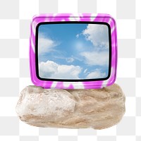 3D retro television png sticker, transparent background