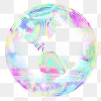 Holographic sphere png element, transparent background