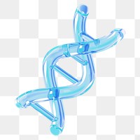 DNA helix png 3D blue icon, transparent background
