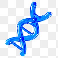 DNA helix png 3D blue icon, transparent background